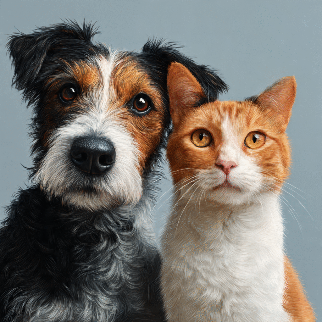 PETS 1 photorealistic portrait of two adorable pets a PETS 1 photorealistic portrait of two adorable pets a